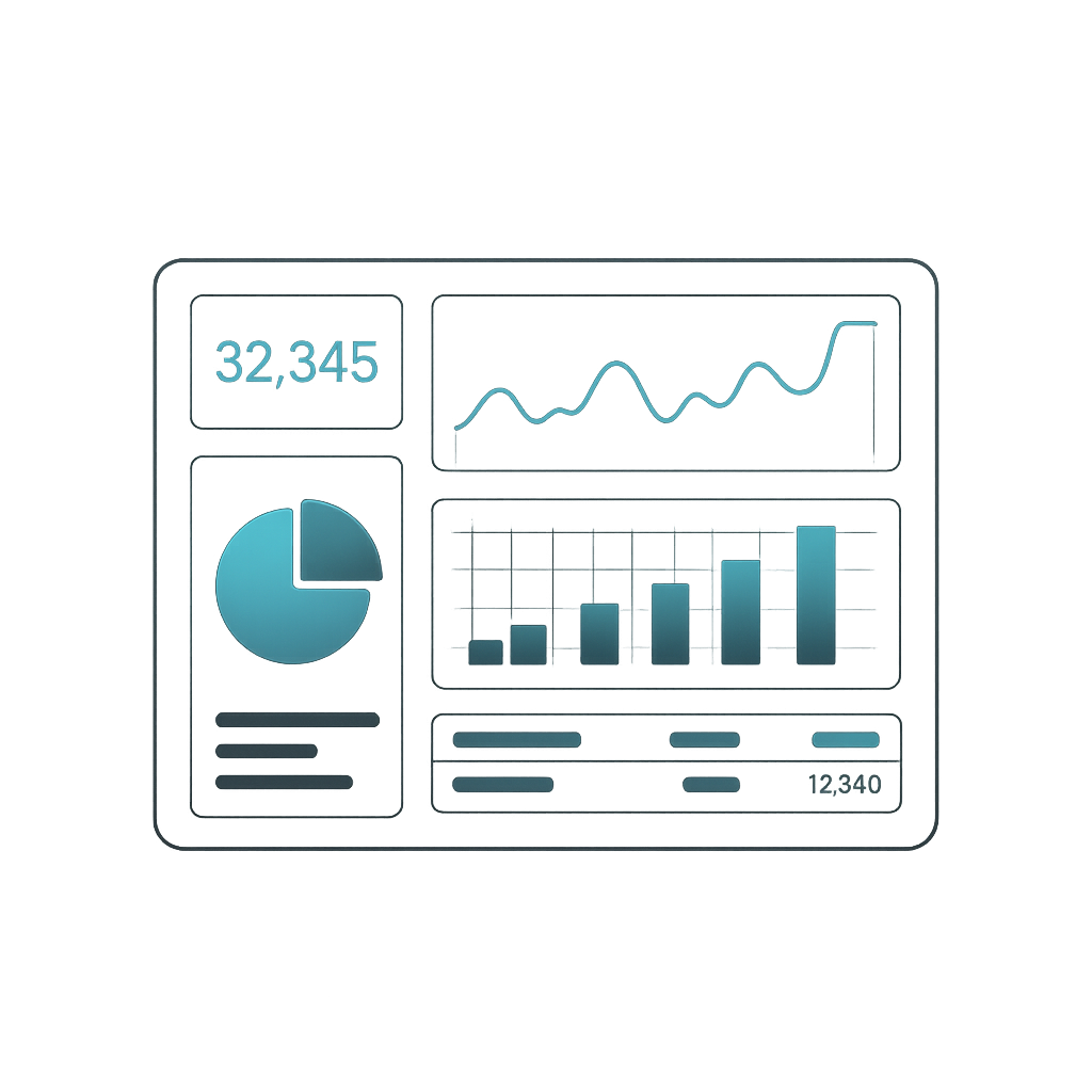 Dark analytics dashboard interface showing system metrics